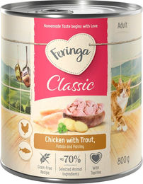 Produktbild von Feringa Classic Meat Menü Katzenfutter Forelle und Huhn getreidefrei 6 x 800 g - 6 x 800 g