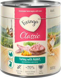 Feringa Classic Meat Menü Katzenfutter Kaninchen & Truthahn getreidefrei 6 x 800 g - 6 x 800 g – Bild 1 von 1