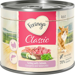 Produktbild von Feringa Classic Meat Menü Katzenfutter Lachs und Pute getreidefrei 6 x 200 g - 6 x 200 g