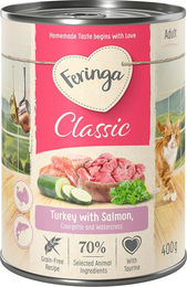 Produktbild von Feringa Classic Meat Menü Katzenfutter Lachs und Pute getreidefrei 6 x 400 g - 6 x 400 g