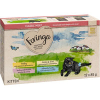 Produktbild von Feringa Classic Meat Menü Kitten Pouch Mixpaket 2 Geflügel Pute Kaninchen Huhn Forelle Lachs 12 x 85 g getreidefrei - 12 x 85 g