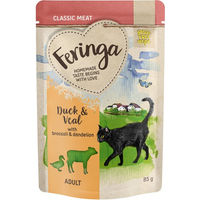 Produktbild von Feringa Classic Meat Menü Pouch Ente Kalb mit Fisch und Broccoli getreidefrei 12 x 85 g - 12 x 85 g