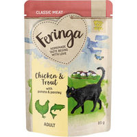 Produktbild von Feringa Classic Meat Menü Pouch Forelle und Huhn mit Kartoffel getreidefrei 12 x 85 g - 12 x 85 g