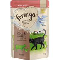 Produktbild von Feringa Classic Meat Menü Pouch Rind Geflügel Fisch für Katzen getreidefrei 12 x 85 g - 12 x 85 g