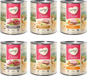 Produktbild von Feringa Classic Meat Probiermix für Katzen Getreidefrei 6 x 800 g Geflügel Lamm Kaninchen Huhn und Forelle - 6 x 800 g