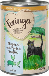 Produktbild von Feringa Country Style Menü für Katzen Huhn Seelachs Schwein getreidefrei mit hohem Fleischanteil 6 x 400 g - 24 x 400 g