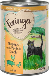 Produktbild von Feringa Country Style Menü Katzenfutter Huhn Ente Schwein getreidefrei mit hohem Fleischanteil 6 x 400 g - 6 x 400 g