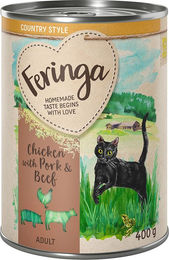 Produktbild von Feringa Country Style Menü Katzenfutter Huhn Rind Schwein Getreidefrei Hoher Fleischanteil 6 x 400 g - 6 x 400 g