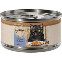 Produktbild von Feringa Juicy Fillet Katzen Nassfutter Lachs mit Thunfisch Stückchen in Sauce für erwachsene Katzen getreidefrei glutenfrei 12 x 70 g - 12 x 70 g
