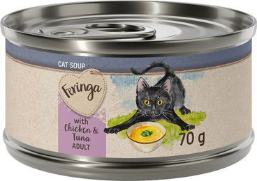 Produktbild von Feringa Katzensuppe Huhn und Thunfisch Stückchen in Sauce 12 x 70 g getreidefrei glutenfrei zuckerfrei - 24 x 70 g