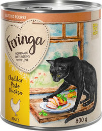 Produktbild von Feringa Selected Recipes Cheddar Pesto Huhn Katzenfutter Adult Getreidefrei Monoprotein 6 x 800 g