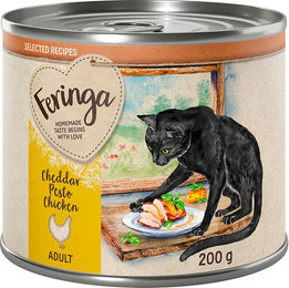 Produktbild von Feringa Selected Recipes Katzen Nassfutter Adult Cheddar Pesto Huhn Getreidefrei Monoprotein 6 x 200 g - 6 x 200 g