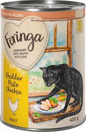 Produktbild von Feringa Selected Recipes Katzen Nassfutter Adult Cheddar Pesto Huhn Getreidefrei Monoprotein 6 x 400 g - 6 x 400 g