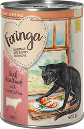 Produktbild von Feringa Selected Recipes Rind Stückchen in Sauce für erwachsene Katzen getreidefrei und monoprotein 6 x 400 g - 6 x 400 g
