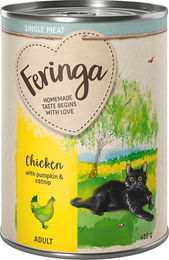 Produktbild von Feringa Single Meat Menü Huhn mit Kürbis und Katzenminze für Katzen 6 x 410 g getreidefrei monoprotein - 6 x 410 g
