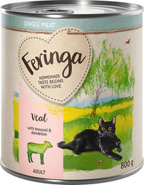 Produktbild von Feringa Single Meat Menü Kalb mit Brokkoli und Löwenzahn Getreidefrei Monoprotein 6 x 800 g - 12 x 800 g