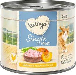 Produktbild von Feringa Single Meat Menü Katzenfutter Huhn mit Kürbis und Katzenminze getreidefrei 6 x 200 g - 12 x 200 g
