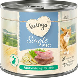 Produktbild von Feringa Single Meat Menü Katzenfutter Kaninchen mit Pastinake und Katzenminze 6 x 200 g getreidefrei monoprotein - 6 x 200 g