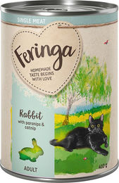 Produktbild von Feringa Single Meat Menü Katzenfutter Kaninchen mit Pastinake und Katzenminze 6 x 410 g getreidefrei monoprotein - 6 x 410 g