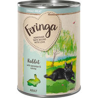 Produktbild von Feringa Single Meat Menü Katzenfutter Kaninchen mit Pastinake und Katzenminze 6 x 410 g getreidefrei monoprotein - 6 x 410 g