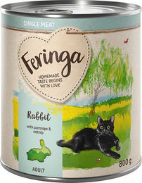 Produktbild von Feringa Single Meat Menü Katzenfutter Kaninchen mit Pastinake und Katzenminze getreidefrei monoprotein 6 x 800 g