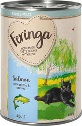 Produktbild von Feringa Single Meat Menü Katzenfutter Lachs mit Kartoffel und Petersilie getreidefrei 6 x 410 g - 6 x 410 g