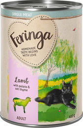 Produktbild von Feringa Single Meat Menü Katzenfutter Lamm mit Kartoffel und Katzengamander getreidefrei 6 x 410 g - 6 x 410 g