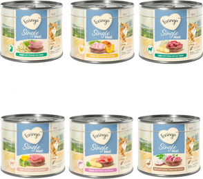 Produktbild von Feringa Single Meat Menü Mixpaket für Katzen 12 x 200 g getreidefrei und monoprotein mit Huhn, Kaninchen, Lamm, Kalb, Ente und Lachs - 12 x 200 g
