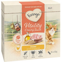 Produktbild von Feringa Vitality Creamy Snacks Huhn Paste für Katzen zur Unterstützung von Verdauung und Haarballen 48 x 10 g