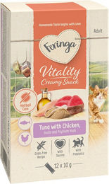 Produktbild von Feringa Vitality Creamy Snacks Katzen Creme Paste Thunfisch mit Huhn 12 x 10 g
