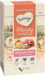 Produktbild von Feringa Vitality Creamy Snacks Lachs mit Huhn für Katzen 12 x 10 g