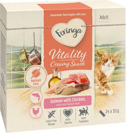 Produktbild von Feringa Vitality Creamy Snacks Lachs mit Huhn für Katzen 48 x 10 g