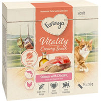 Produktbild von Feringa Vitality Creamy Snacks Lachs mit Huhn für Katzen 48 x 10 g