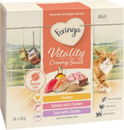 Produktbild von Feringa Vitality Creamy Snacks Mix 3 Sorten Huhn Lachs Thunfisch 24 x 10 g für Katzen