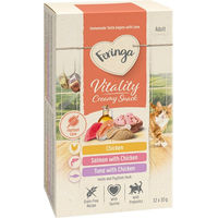 Produktbild von Feringa Vitality Creamy Snacks Paste Mix 3 Sorten Huhn Lachs Thunfisch 12 x 10 g für Katzen zur Unterstützung von Verdauung und Haarballenkontrolle
