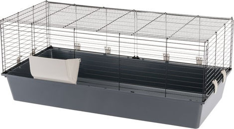 Produktbild von Ferplast Bunny Basic 120 Kleintierkäfig aus Metall für Kaninchen und Meerschweinchen Grau L 118 x B 58,5 x H 49,5 cm
