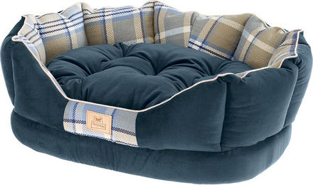 Ferplast Charles Hundebett und Katzenkissen aus Velours in Blau 68 x 47 x 25 cm – Bild 1 von 2