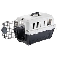 Produktbild von Ferplast Clipper 1 Transportbox aus Kunststoff für Katzen und kleine Hunde IATA-zugelassen Größe S Schwarz Grau