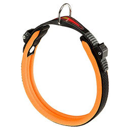 Ferplast Ergofluo Hundehalsband aus Nylon mit Polsterung und Mikroregulationsverschluss Grösse M Schwarz Orange – Bild 1 von 5