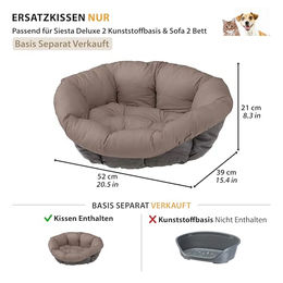 Ferplast Ersatzpolsterung für Hunde- und Katzenboxen, waschbares Kissen in Braun, Größe XXS, 52 x 39 x 21 cm – Bild 1 von 8