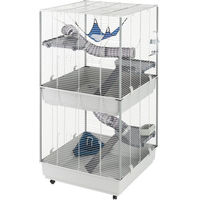 Produktbild von Ferplast Furet Tower Nagerkäfig für Frettchen und Ratten aus Metall und Kunststoff in Grau, 80 x 75 x 161 cm