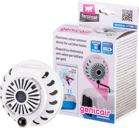 Ferplast Genicair Elektrischer Geruchsfilter für Katzen-Haubentoiletten mit Bewegungssensor und Magnetbefestigung Weiß – Bild 1 von 8
