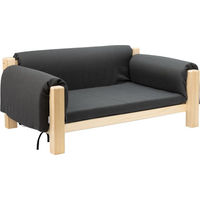 Produktbild von Ferplast Hundebett Mizu aus FSC-zertifiziertem Holz mit weichem Kissen Größe M 84 x 52 x 34 cm