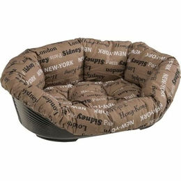 Ferplast Hundebett Sofa 4 Braun mit waschbarem Kissen aus Kunststoff 64 x 48 x 25 cm – Bild 1 von 7