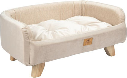 Ferplast Hundebett und Katzenbett aus FSC-zertifiziertem Holz mit weichem Kissen Größe M 82 x 55 x 31 cm – Bild 1 von 5