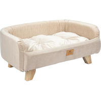 Produktbild von Ferplast Hundebett und Katzenbett aus FSC-zertifiziertem Holz mit weichem Kissen Größe M 82 x 55 x 31 cm