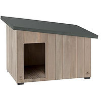 Produktbild von Ferplast Hundehütte Argo 100 aus FSC-Holz wetterfest und wasserabweisend für kleine Hunde in Braun Natur 115 x 73 x 81 cm