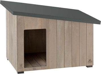 Ferplast Hundehütte Argo aus FSC-Holz wetterfest und isolierend für kleine Hunde in Braun Natur – Bild 1 von 6