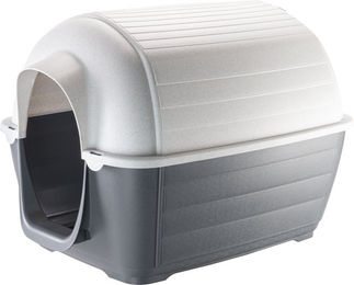 Ferplast Hundehütte Kenny 07 aus Schlag- und UV-beständigem Thermoplast mit Drainage-System und abnehmbarem Dach B 80 x T 111,6 x H 80 cm – Bild 1 von 7