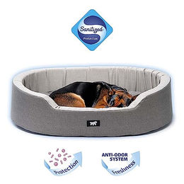 Ferplast Hundekissen Hundesofa für große Hunde aus Baumwolle mit antibakteriellem und antiviralem Schutz Grau 80 x 55 x 18 cm – Bild 1 von 4